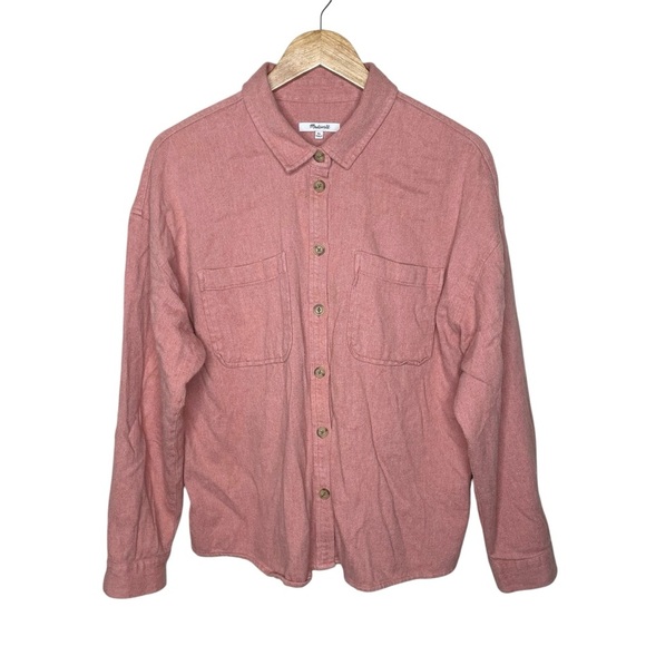 Madewell Flannel Button-Up Shirt Jacket Shacket Heather Maple Glow XL - Picture 4 of 13